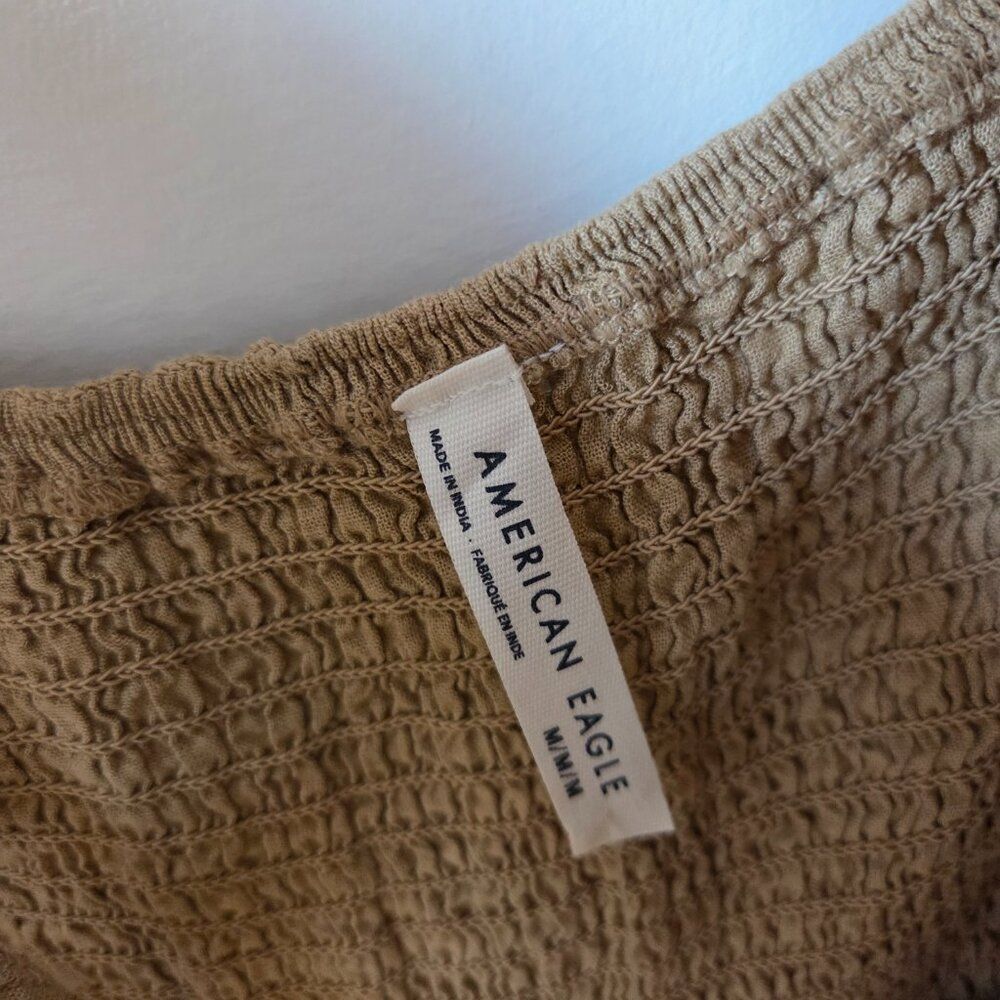 NWT AMERICAN EAGLE TAN LINEN BLEND BUTTONED JUMPSUIT SIZE M - Picture 12 of 16
